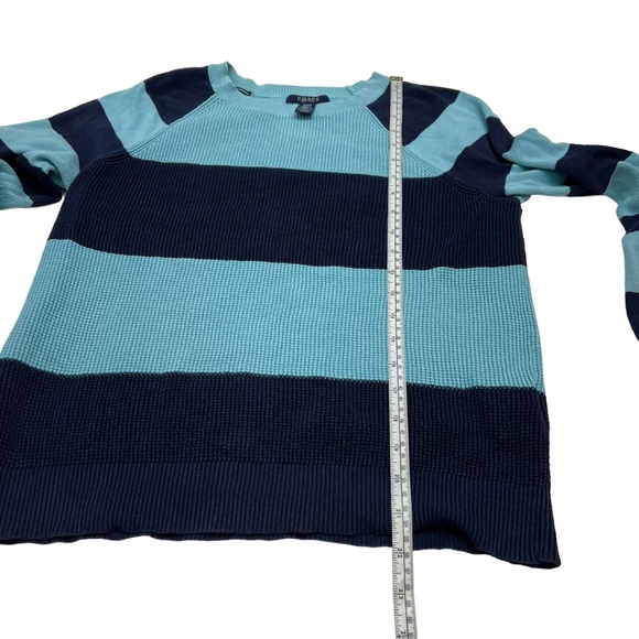CHAPS Cotton Blue Striped Crew Neck Sweater Size S - Picture 7 of 9